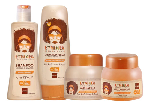 Pack Shampoo Rizos+ Crema Peinar + Gel + Máscara Etniker