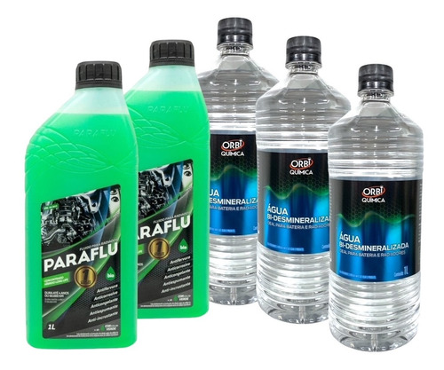 Kit 2 Aditivo Paraflu Verde Uno Palio Fiorino + 3 Agua Desm.