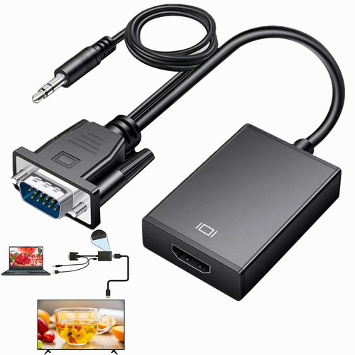 Cable Convertidor Video Vga A Hdmi + Audio Full Hd 1080p