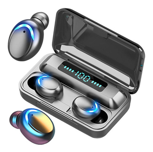 Auriculares in-ear inalámbricos F9 negro con luz LED