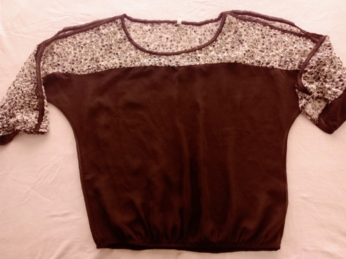 Blusa Transparente Color Chocolate Hombros Descubiertos M/l