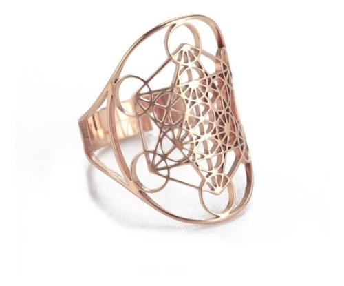 Anillo Geométrico Cubo De Metatron Arcangel Acero Sello 