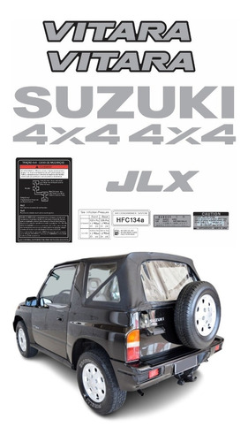 Kit Adesivo Emblema Suzuki Vitara 4x4 Jlx Prata + Etiquetas Cor PADRÃO