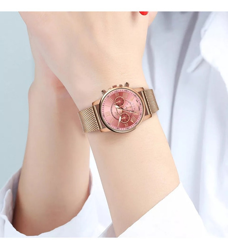 Relógio Feminino Dourado Geneva Diversas Cores + Caixinha
