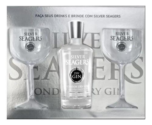 Gin Silver Seagers 750ml Kit Com 2 Taças De Acrílico