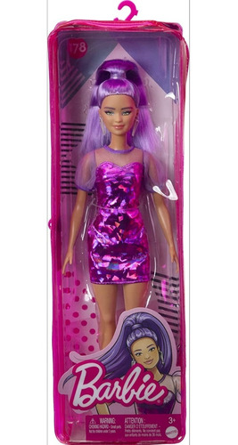 Barbie 2021 Fashionistas Doll 178 Oriental Cabelo Lilás