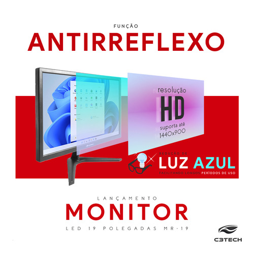 Monitor C3tech Mr-19 19 Polegadas Led Hdmi Vga Preto