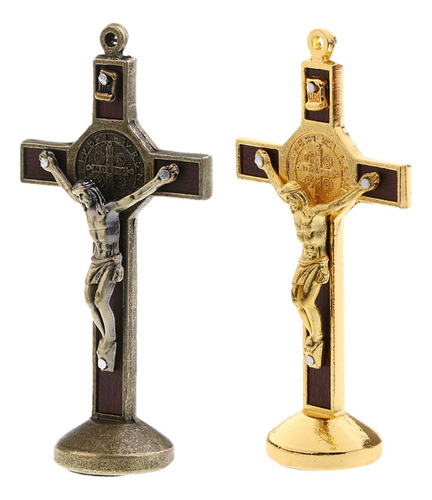 2x Aleación Jesús Cruz Crucifijo Estatua De Cristo Para La