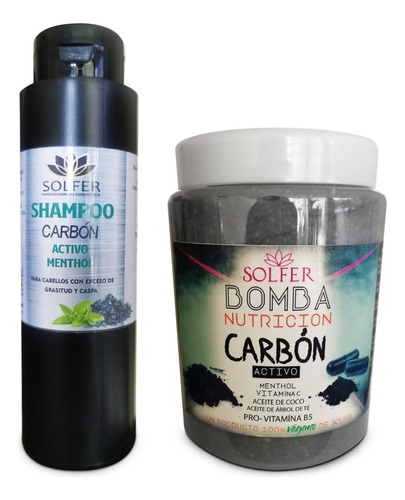 Solfer Shampoo Carbon + Bomba Nutricion Carbon Mentol 