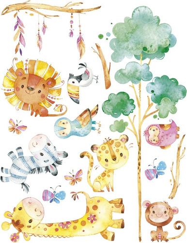 Imagen 2 de 8 de Vinilos Decorativos Infantiles Arbol Animales Bebes
