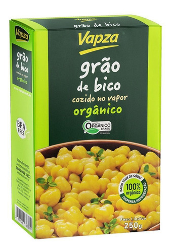 Grão De Bico Orgânico Cozido No Vapor Vapza 250g