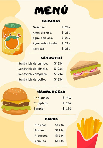 MenĂș De Comidas Para Restaurant Impresos En Glasse