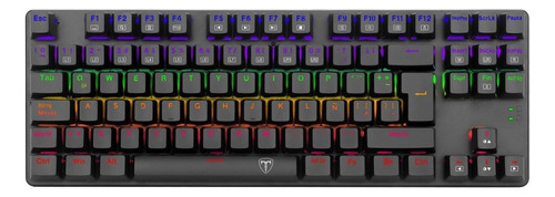 Teclado gamer T-Dagger Bora T-TGK313 QWERTY español latinoamérica color negro con luz rainbow