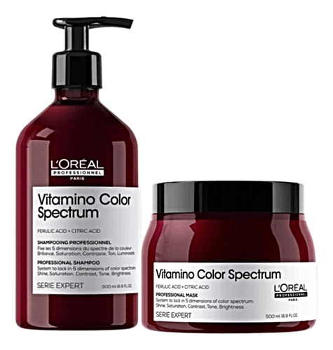 Kit Loréal Vitamino Color Spectrum Shampoo+ Máscara 500g