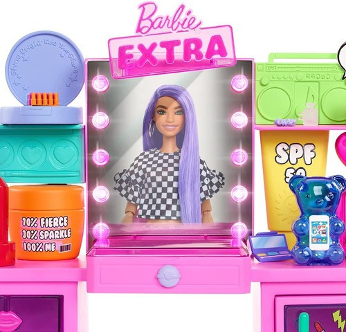 Barbie Extra Con Set De Juego De Espejo Y Tocador