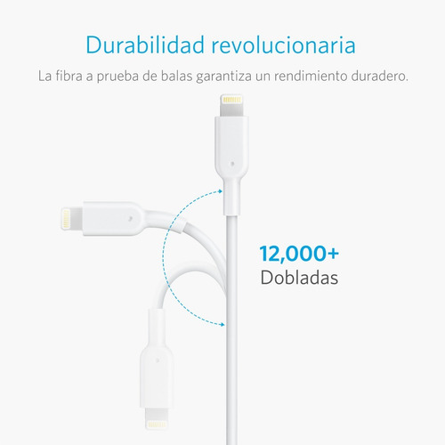Imagen 6 de 10 de Cable Cargador Usb A Lightning Anker Powerline Ii iPhone