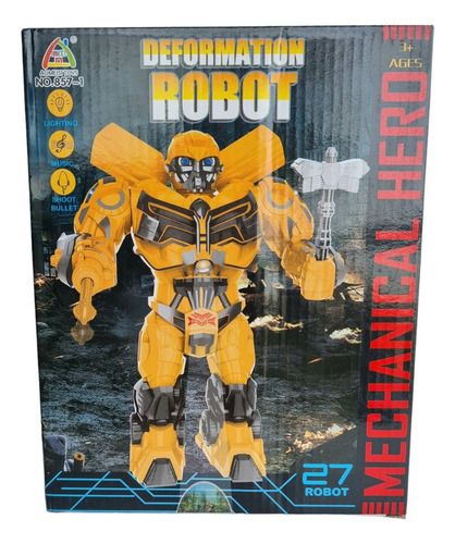 Juguete Muñeco Robot Amarillo Luz Y Sonido Y Movimiento 