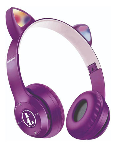 Auriculares Inalambricos De Niño Ledstar Cat Violeta