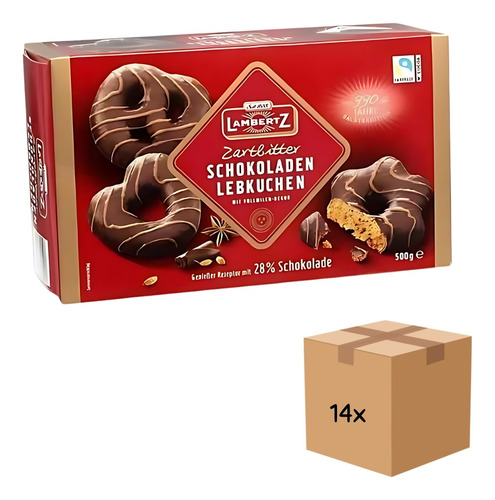 Caixa 14x Pão De Mel Alemão Schokoladen Lebkuchen Atacado