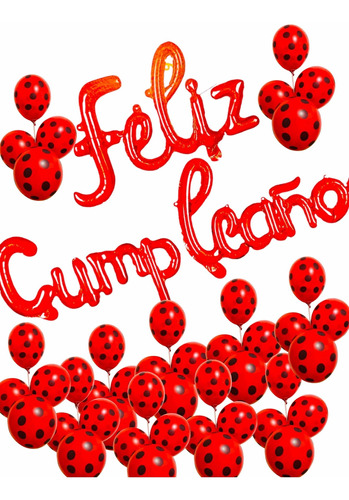 Kit De Globos  Para Fiesta Temática De Lady Bug