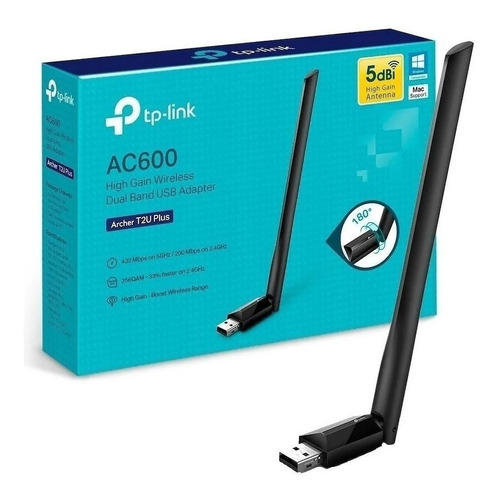 Adaptador Wifi Usb Tp-link Archer T2u Plus Ac600 Dualband