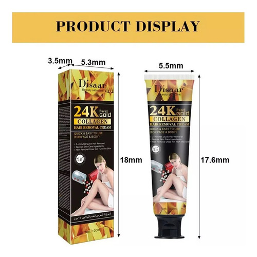 Crema Depilatoria Disaar 24k Gold Y Colageno 100ml