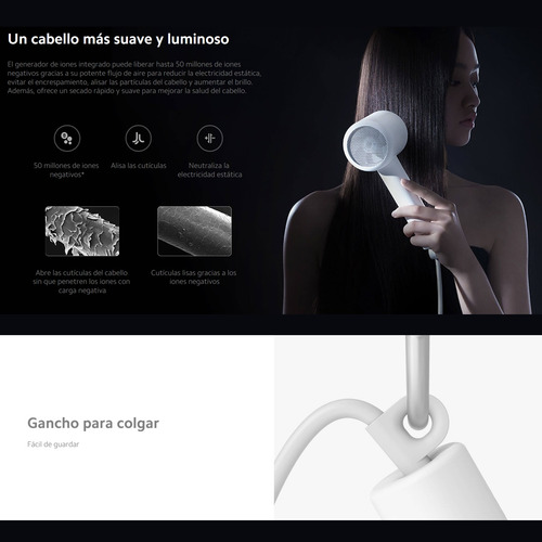 Xiaomi Mi Ionic Hair Dryer H300, Secador De Cabello Compacto