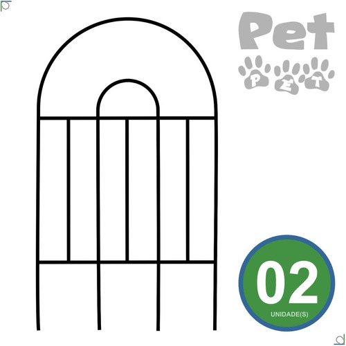 Cerca Grade Proteção Pet P/ Jardim 33x57 Cor Preto Kit C/ 02