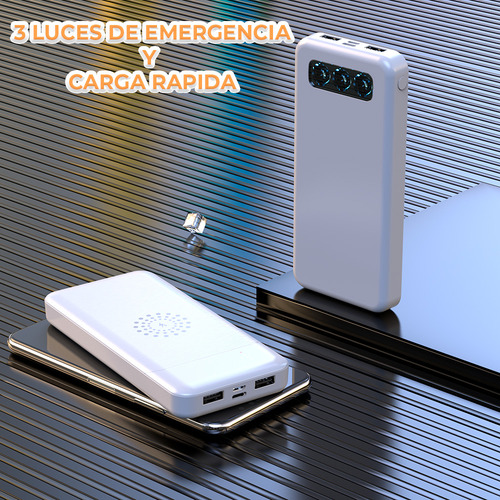 Power Bank Batería Portátil 10,000 Mah 2.1a + 2 Puertos USB Color Blanco Ele-Gate