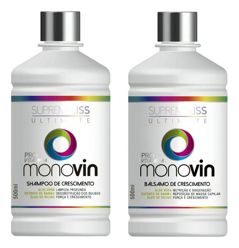 Shampoo E Bálsamo De Crescimento Capilar Monovin 500 Ml