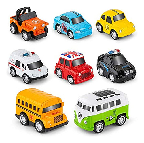 Ruidaxiang Metal Pull Back Coches, 8 Unidades Mini Die Cast