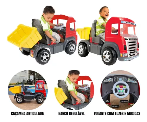 Caminhão de Brinquedo Magic Toys Truck 9300 Plástico com Pedal Vermelho