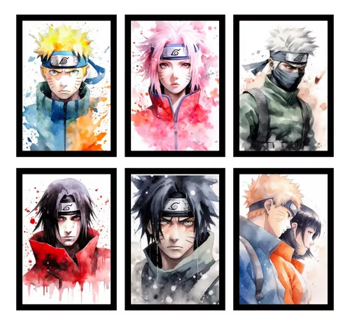 Quadro Decorativo Naruto Sasuke Kakashi Anime Plaquinha Decorativa