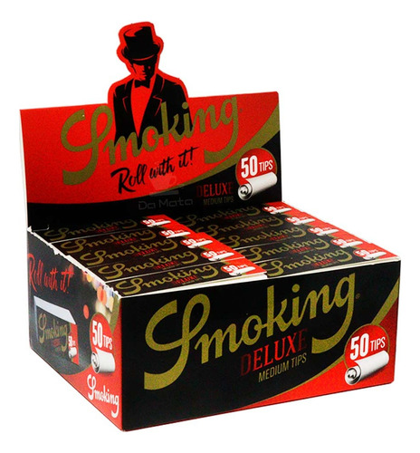 Caixa De Piteira Smoking Deluxe Medium Tips - Tab Da Mata