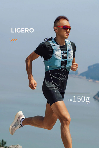 Chaleco Hidratacion 5lts Portabastones Trail Running Aonijie Azul Claro Talle S