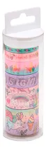 Comprar Cinta Adhesiva Cinta Washi Tape Unicornio Adhesiva Brw X6 Color Rosa\u002Flila
