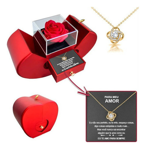 Collar De Plata De Ley 925 Con Rosa Real - For My Love