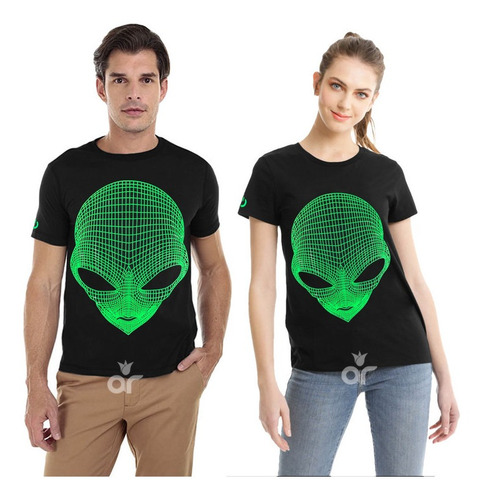 Playera Hombre / Mujer Esquizo® Allien Reactiva A Luz Negra