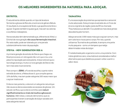 Adoçante Em Pó Zero Eritritol Stevia Taumatina Pura Vida