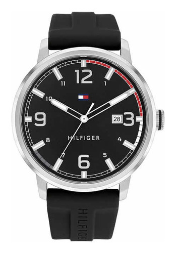 Reloj Tommy Hilfiger Para Caballero 1710481 Color de la correa Negro Color del bisel Plateado Color del fondo Negro