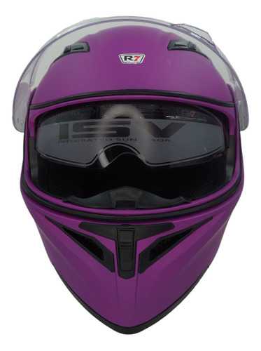 Casco para moto R7 Racing Unscarred  violeta mate  liso talla S 