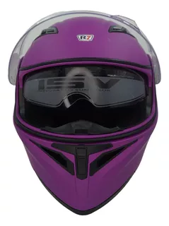 Casco para moto R7 Racing Unscarred violeta mate liso talla S