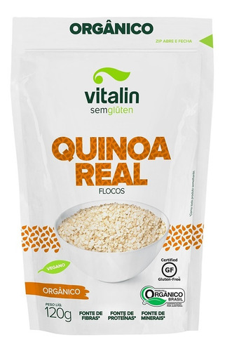 Quinoa Real Em Flocos Orgânica S/glúten Vegano Vitalin 120gr