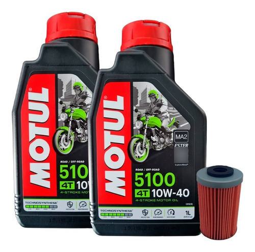 Aceite Motul 10w40 Semi- Sintético 2l + Filtro Ktm Duke 200