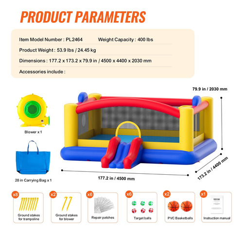 Trampolín Brincolín Inflable Niños 4.5 X 4.4 Mts
