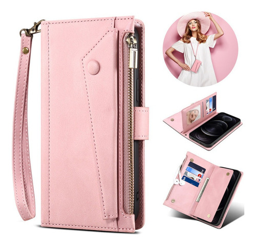 Estuche Tipo Billetera Clutch Cards Para iPhone Mujer