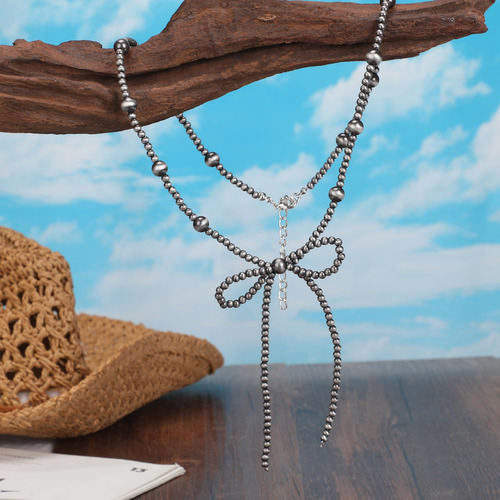 Cuello De Perlas Navajo Con Lazo, Lazo, Vaquera, Vaquera, Va