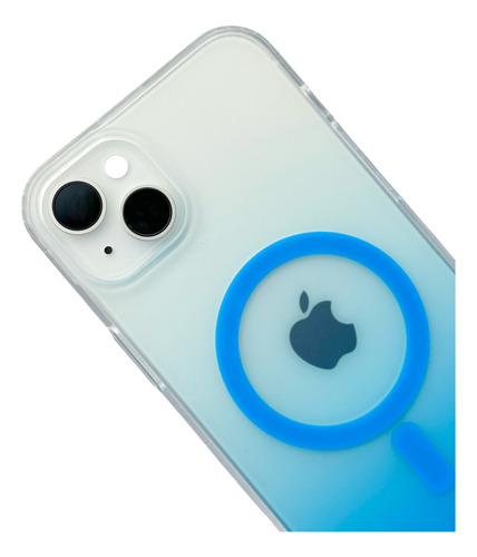 Funda Para iPhone 14 Plus Rigida Con Magsafe Efecto Degradado Azul