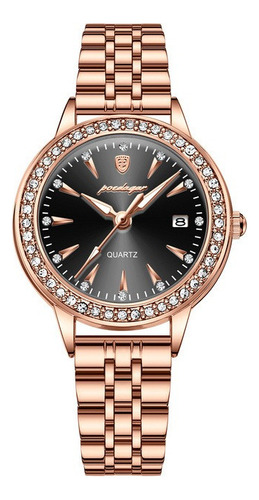 Reloj De Cuarzo Para Mujer Con Diamantes De Lujo En Oro Rosa