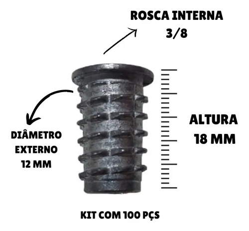 Bucha Americana 3/8 X 18 Com Aba Emb. Com 100 Pçs